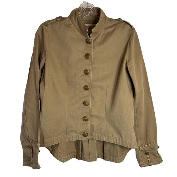 Ralph Lauren Denim Supply Jacket Cotton Military Gold Buttons Peplum Back Medium - Picture 2 of 14